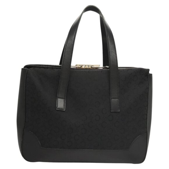 CELINE C Macadam Canvas Hand Bag Black Silver Auth bs24420 - Picture 1 of 15
